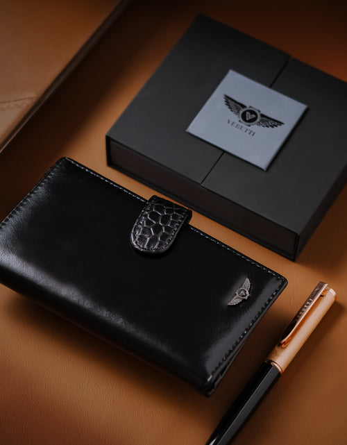 تحميل الصورة إلى عارض المعرض، Men’s Leather Wallet – Black Cowhide – Verutti VRW-5010-1

