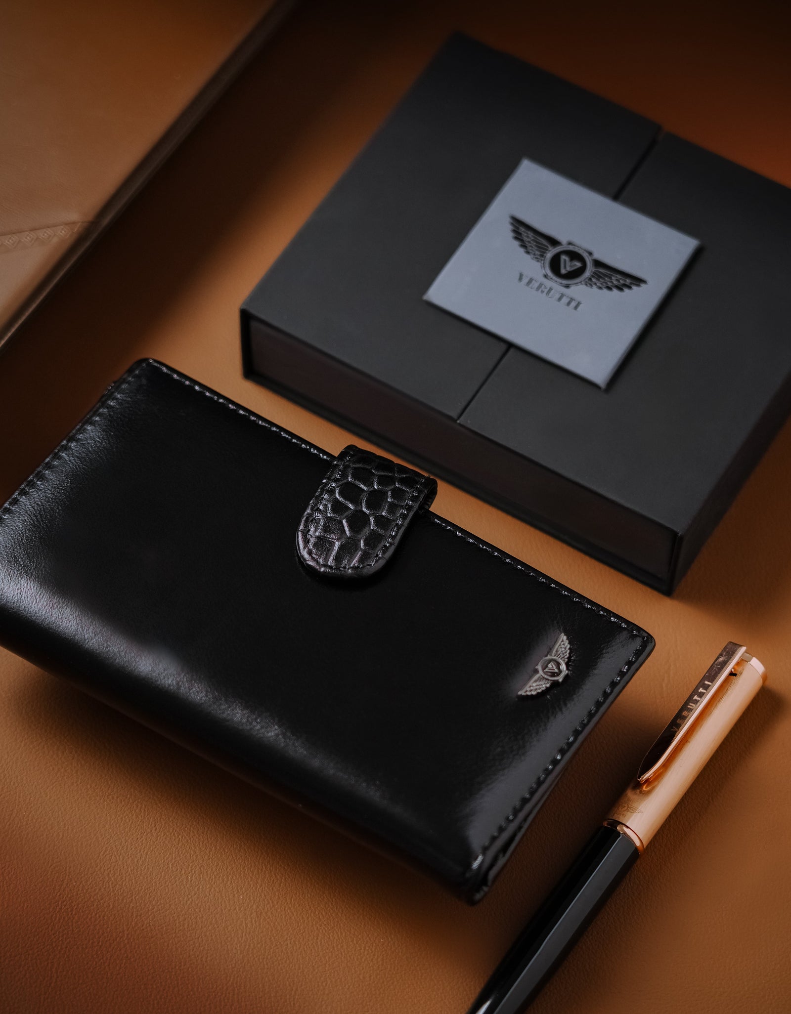 Men’s Leather Wallet – Black Cowhide – Verutti VRW-5010-1