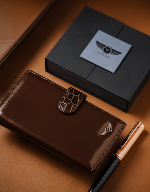 Load image into Gallery viewer, Men’s Leather Wallet – Brown Cowhide – Verutti VRW-5010-2
